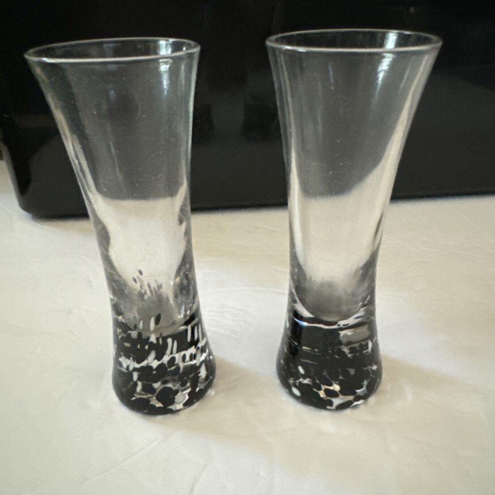 Tequila‎ Rose Shot Glass Black & White Speckled Design Logo on Bottom Set Of 2